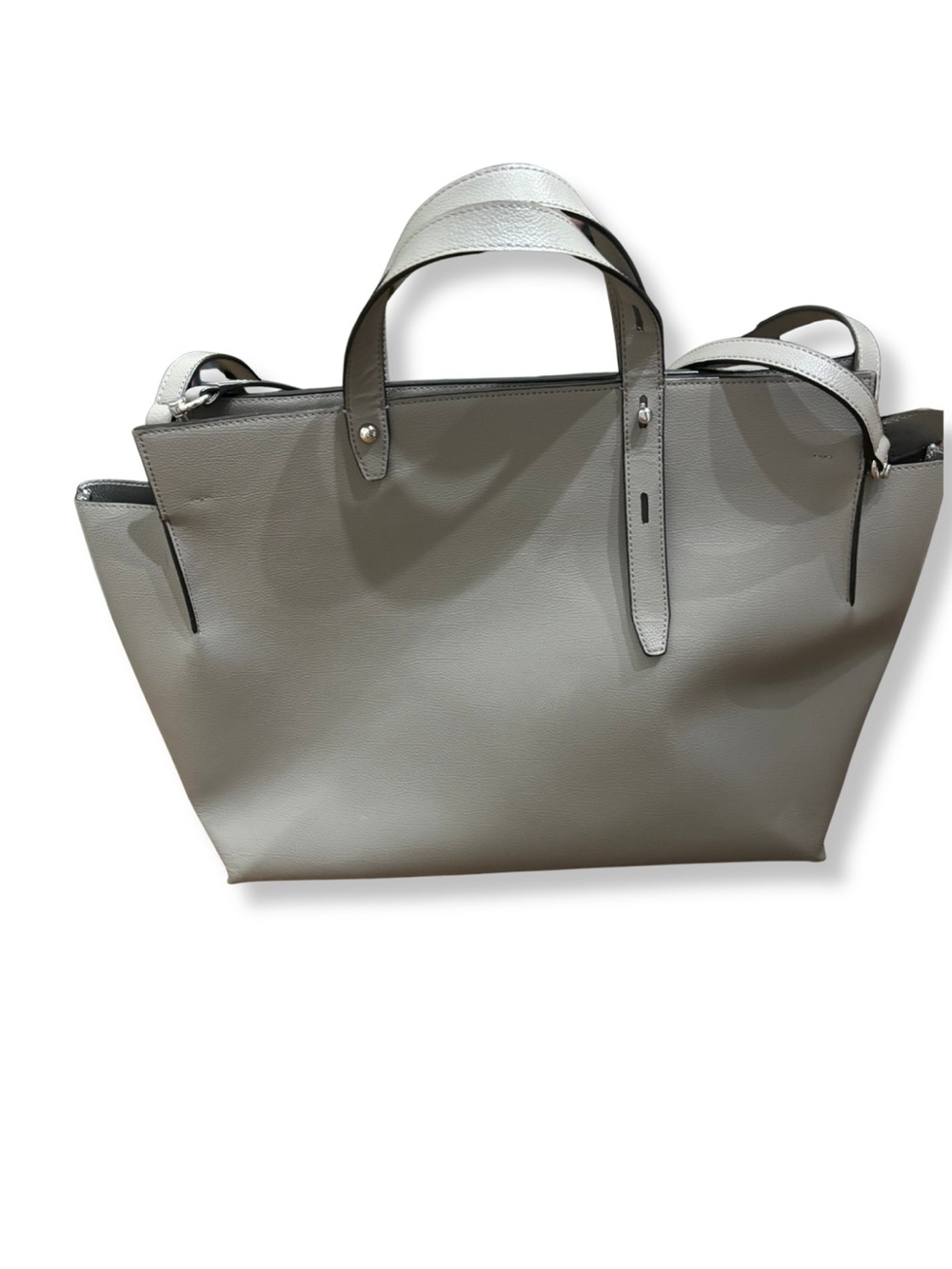 Rebecca Minkoff Light Gray Tote Bag Large Structured Carryall - Picture 2 of 13